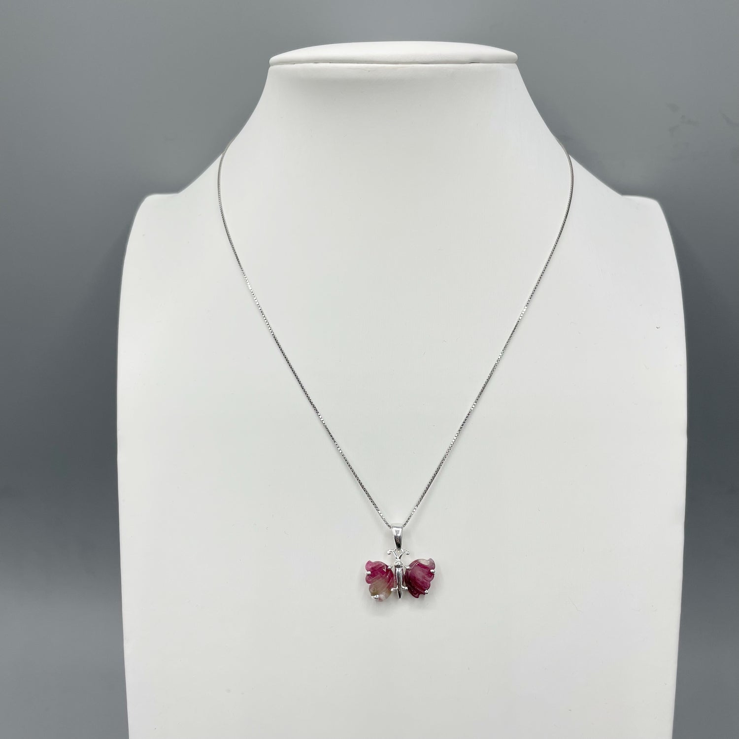 Ciondolo Farfalla Tormalina Rosa e Argento 925