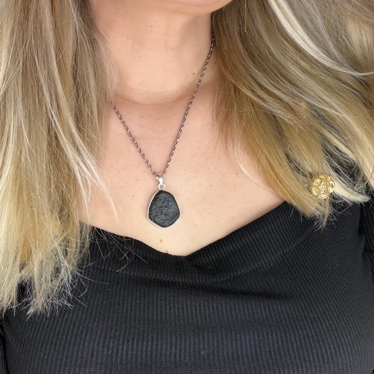 Ciondolo Tektite e Argento 925