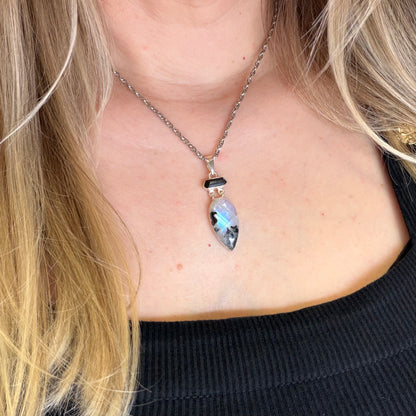 Ciondolo Labradorite e Tormalina - Argento 925