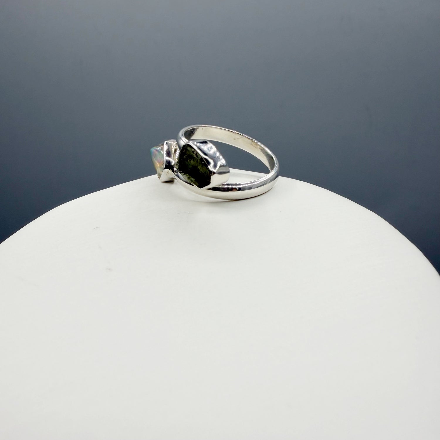 Anello Moldavite e Opale - Argento 925
