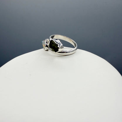 Anello Moldavite e Opale - Argento 925