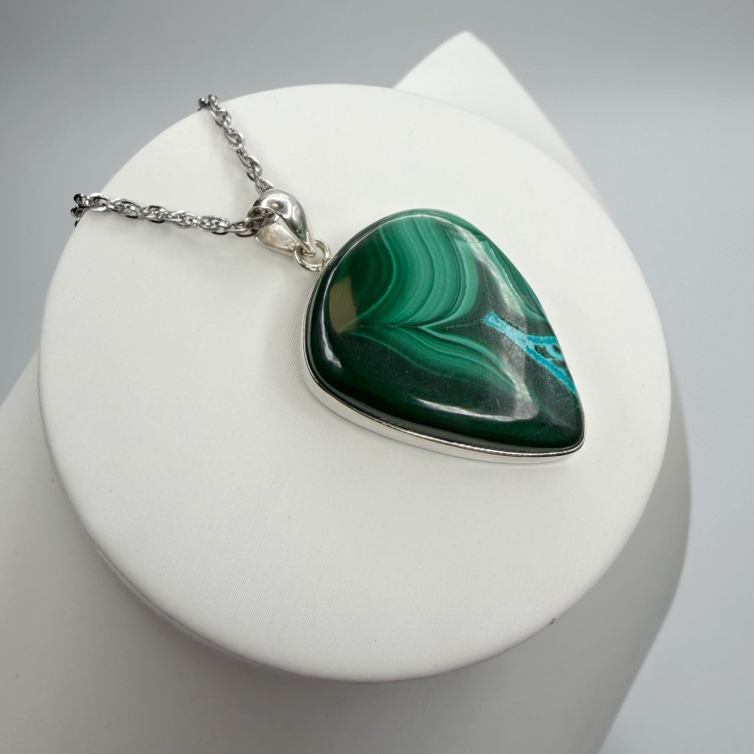 Ciondolo Malachite Triangolare - Argento 925