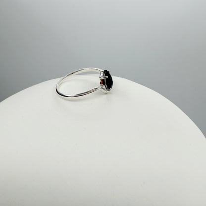 Anello Tormalina Nera a Goccia | Argento 925 - NON REGOLABILE