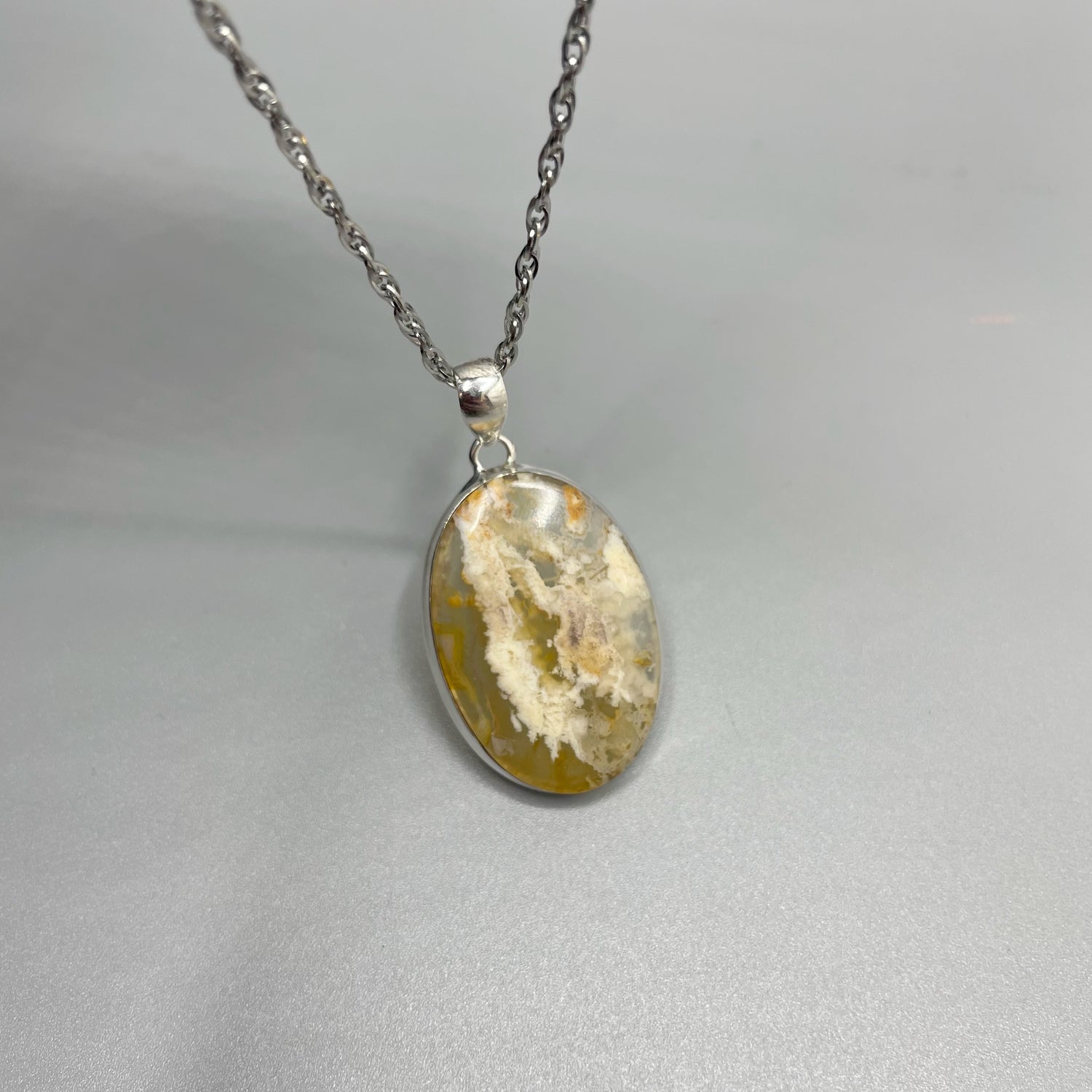 Ciondolo Agata Plume Ovale e Argento 925