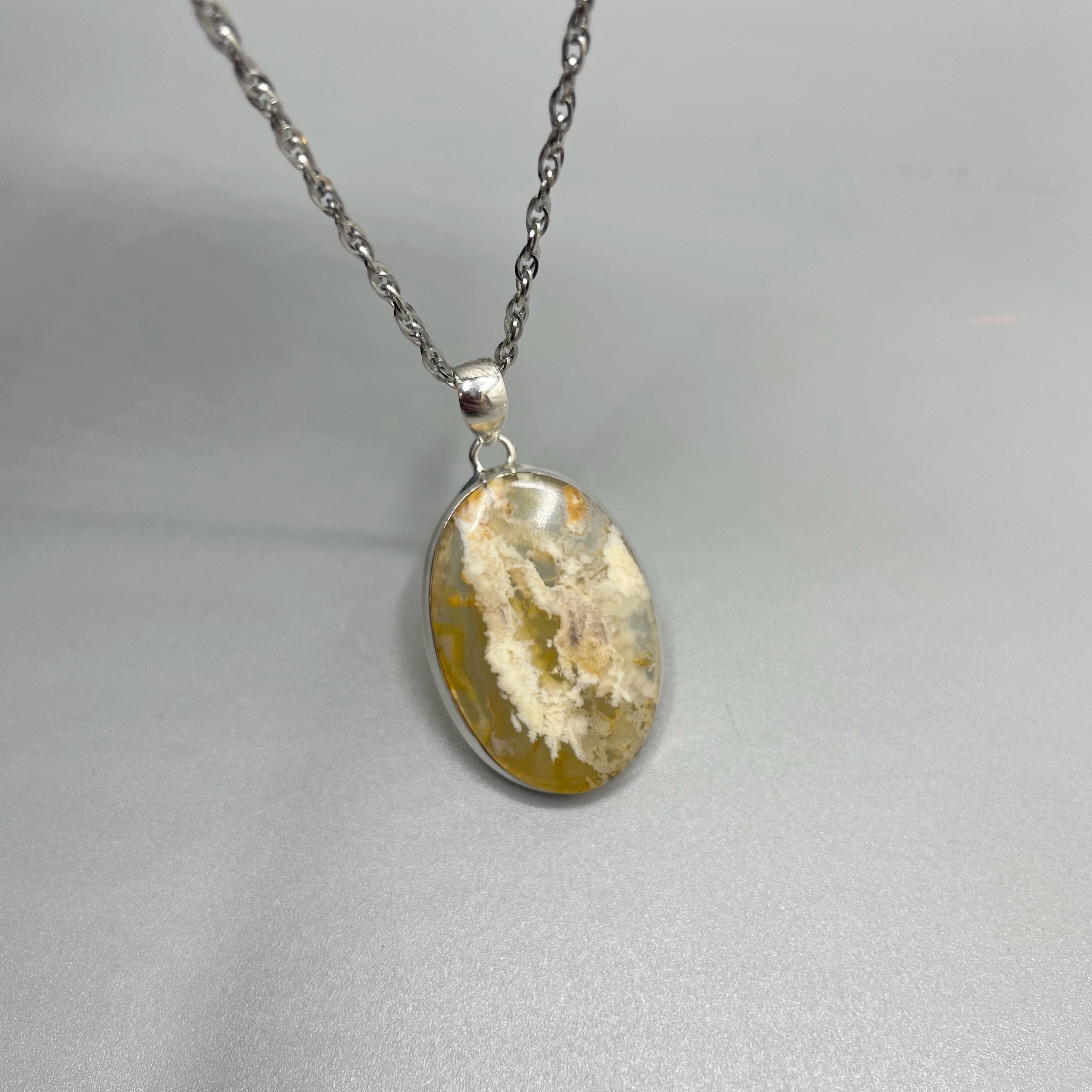 Ciondolo Agata Plume Ovale e Argento 925