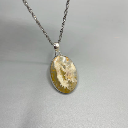 Ciondolo Agata Plume Ovale e Argento 925