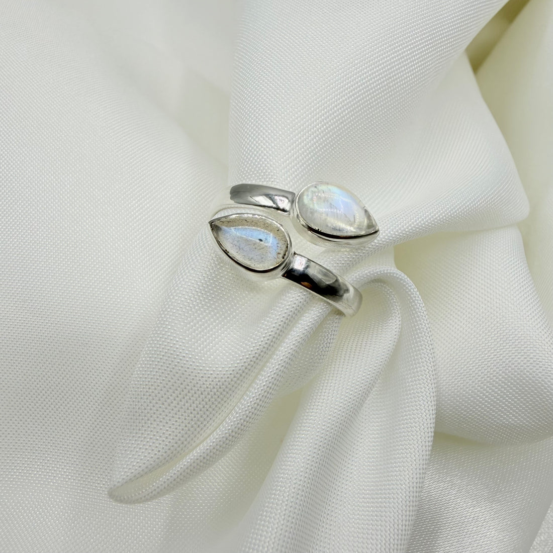 Anello Double Labradorite Bianca - Argento 925