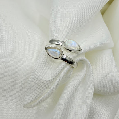 Anello Double Labradorite Bianca - Argento 925