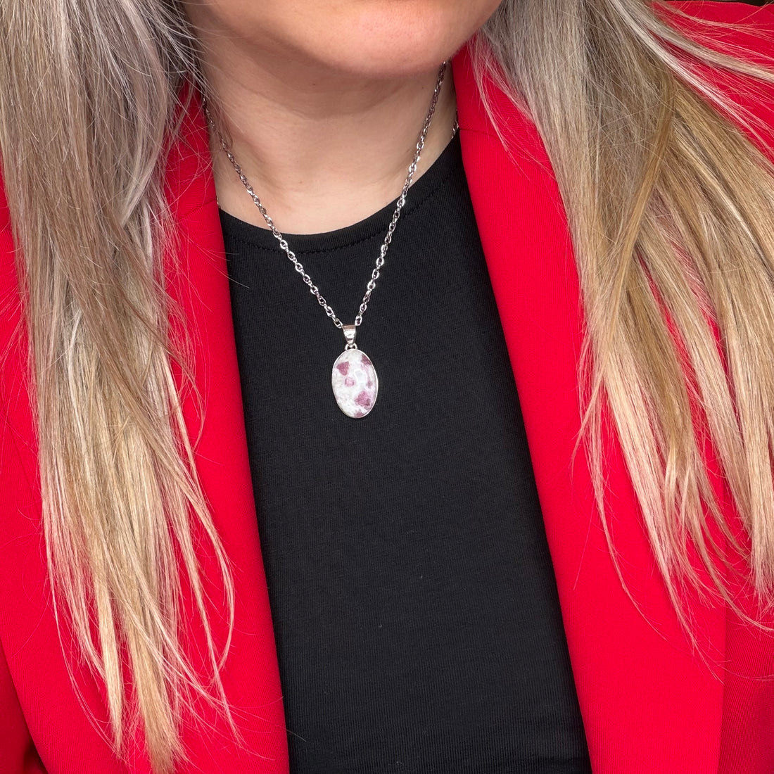 Ciondolo Tormalina Rosa e Argento 925 - Ovale