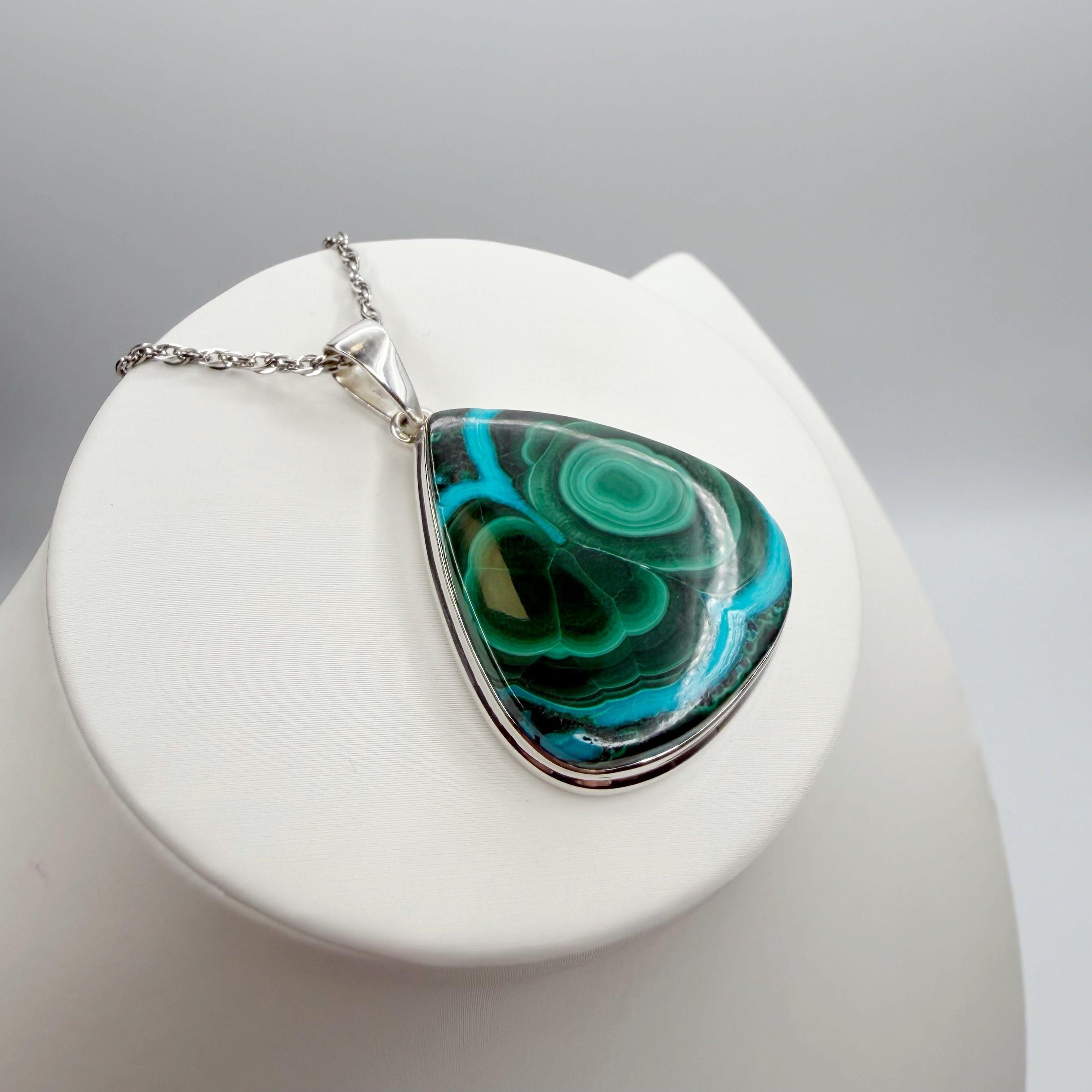 Ciondolo Malachite e Crisocolla Argento 925 - A Goccia