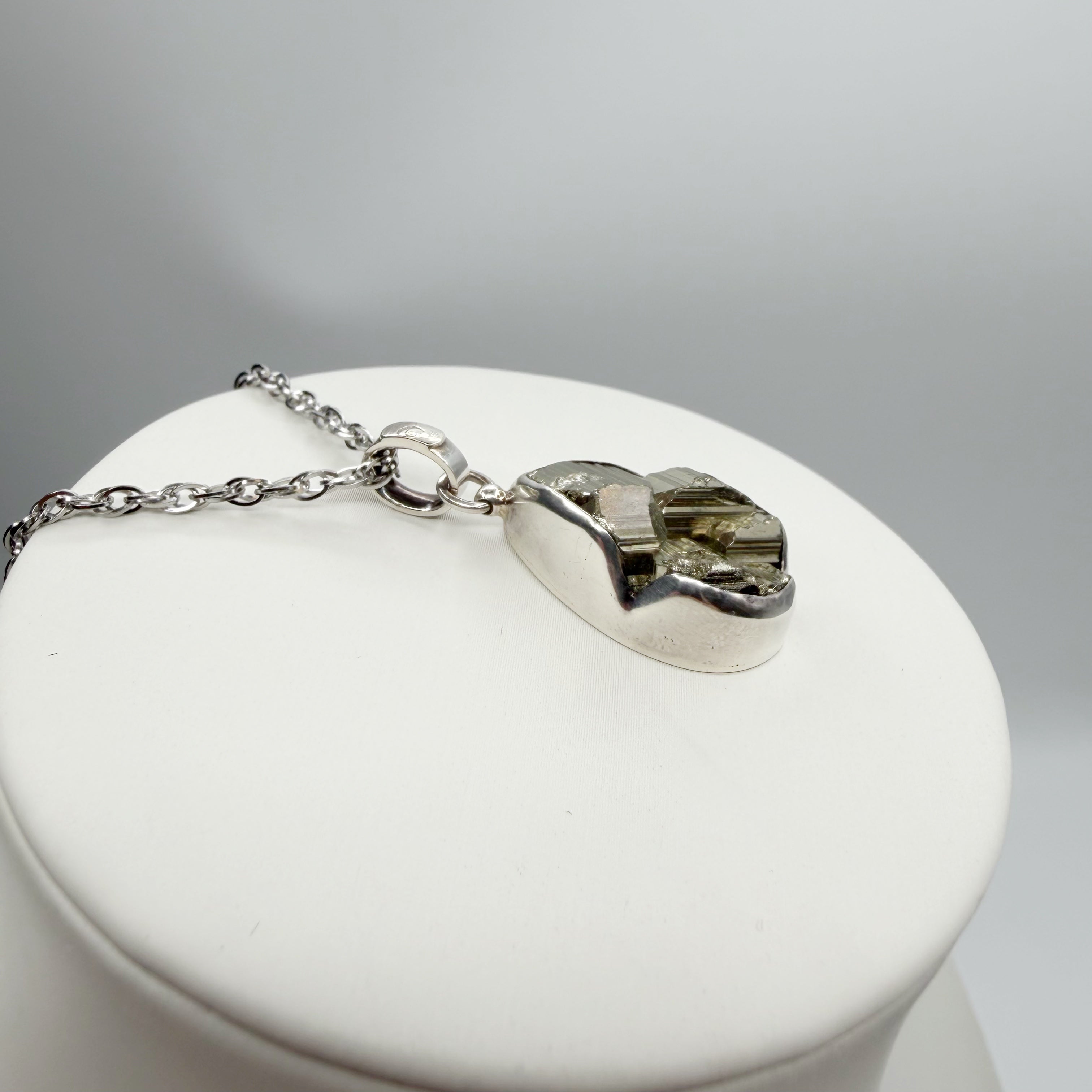 Ciondolo Pirite Grezza - Argento 925 - A Goccia