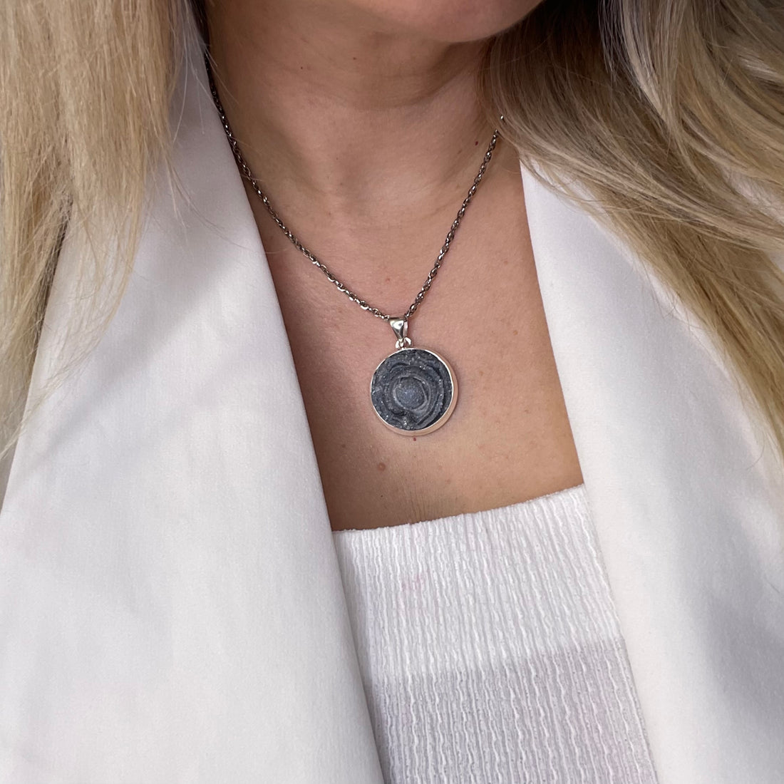 Ciondolo Desert Druzy Tondo - Argento 925