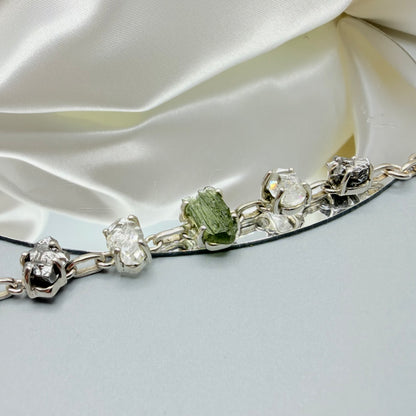 Bracciale Moldavite, Herkimer, Meteorite Campo del Cielo | Argento 925