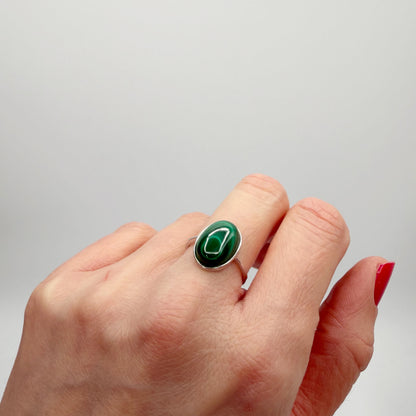 Anello Malachite Ovale - Argento 925