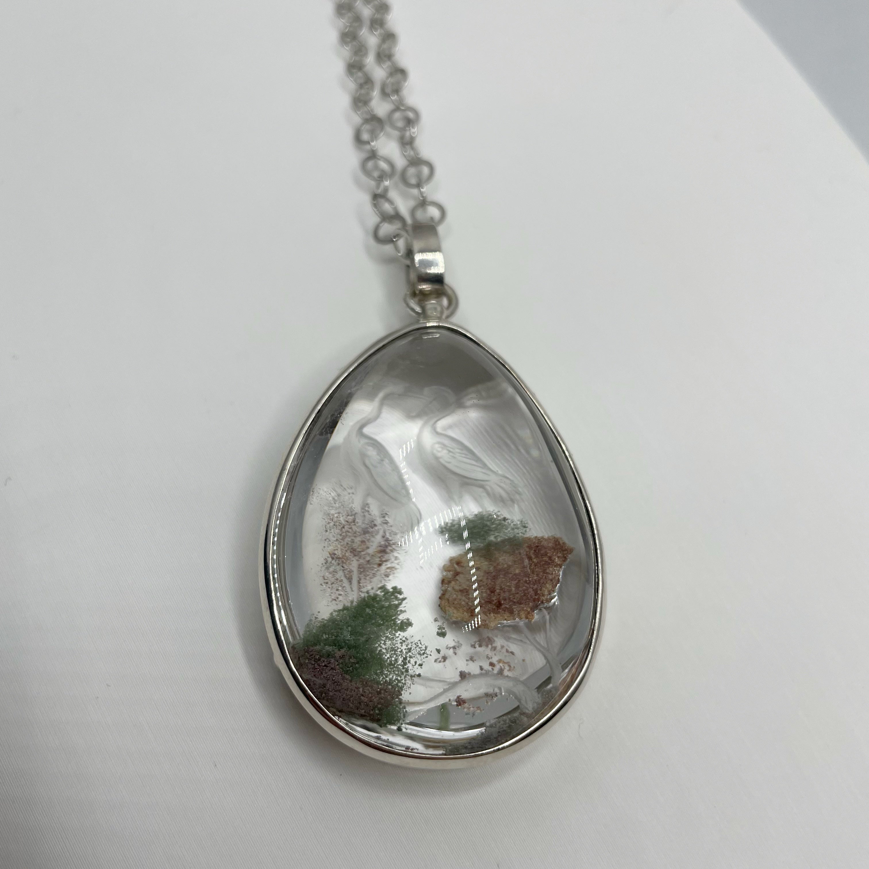 Ciondolo Lodolite intarsiato a Mano - Argento 925