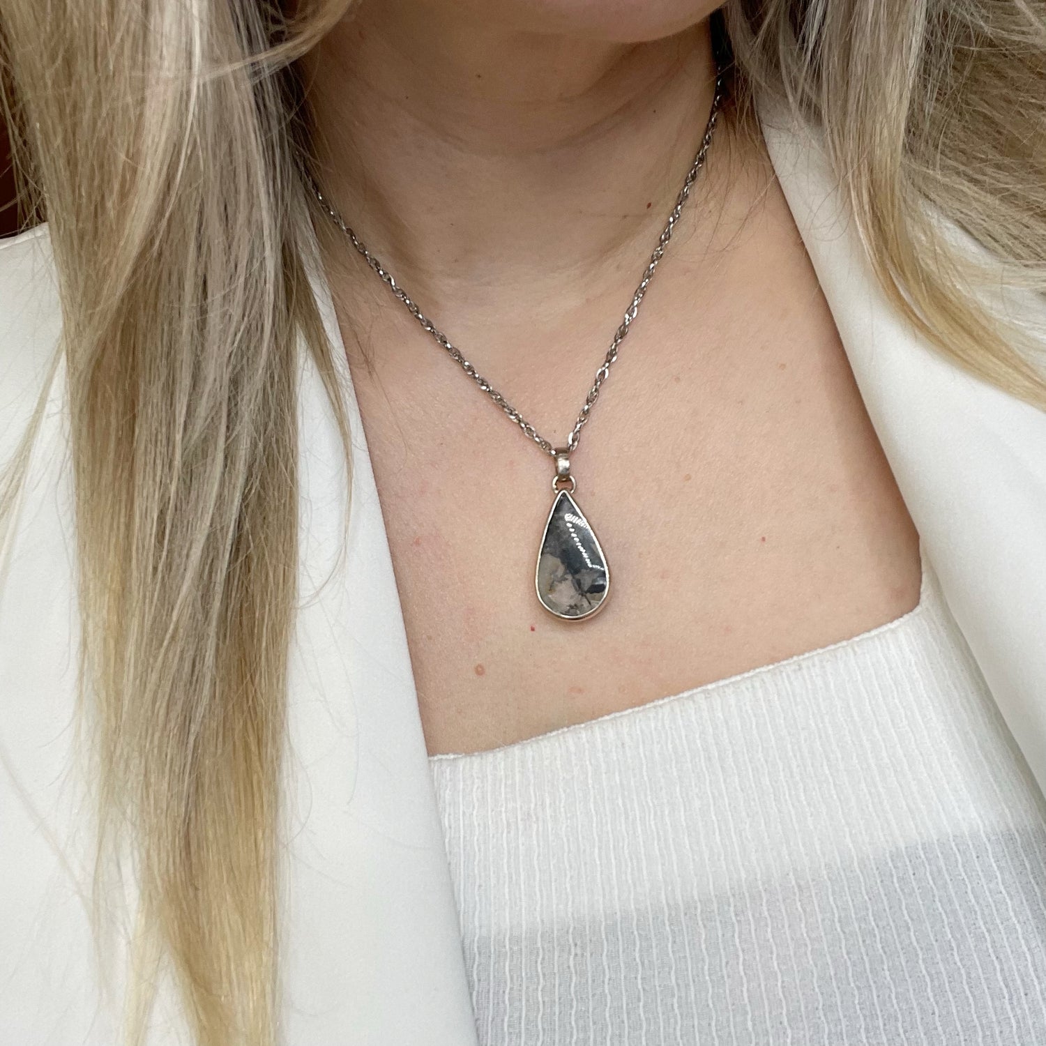 Ciondolo Agata Muschiata e Quarzo Dendritico - Argento 925