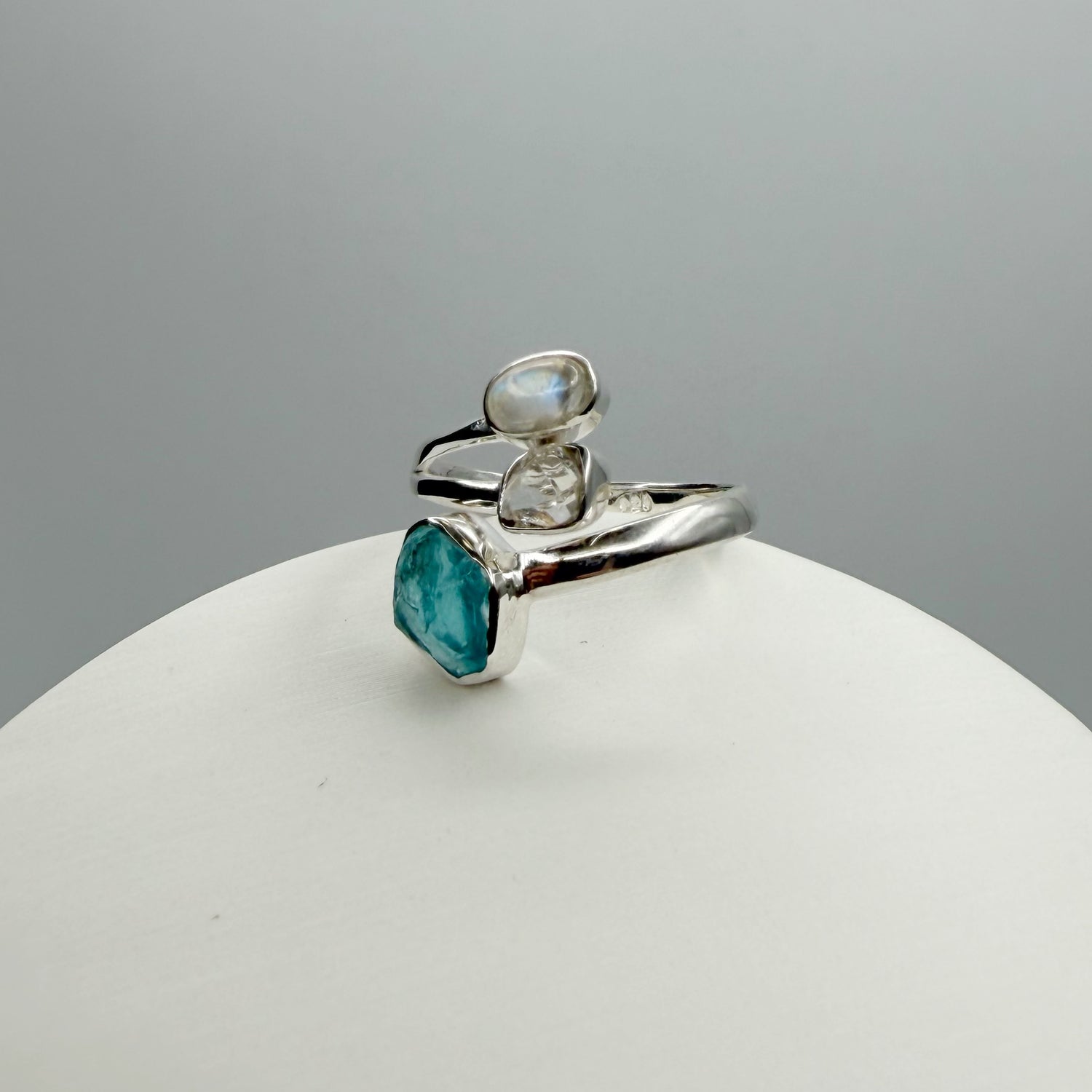 Anello Apatite, Labradorite, Herkimer - Argento 925
