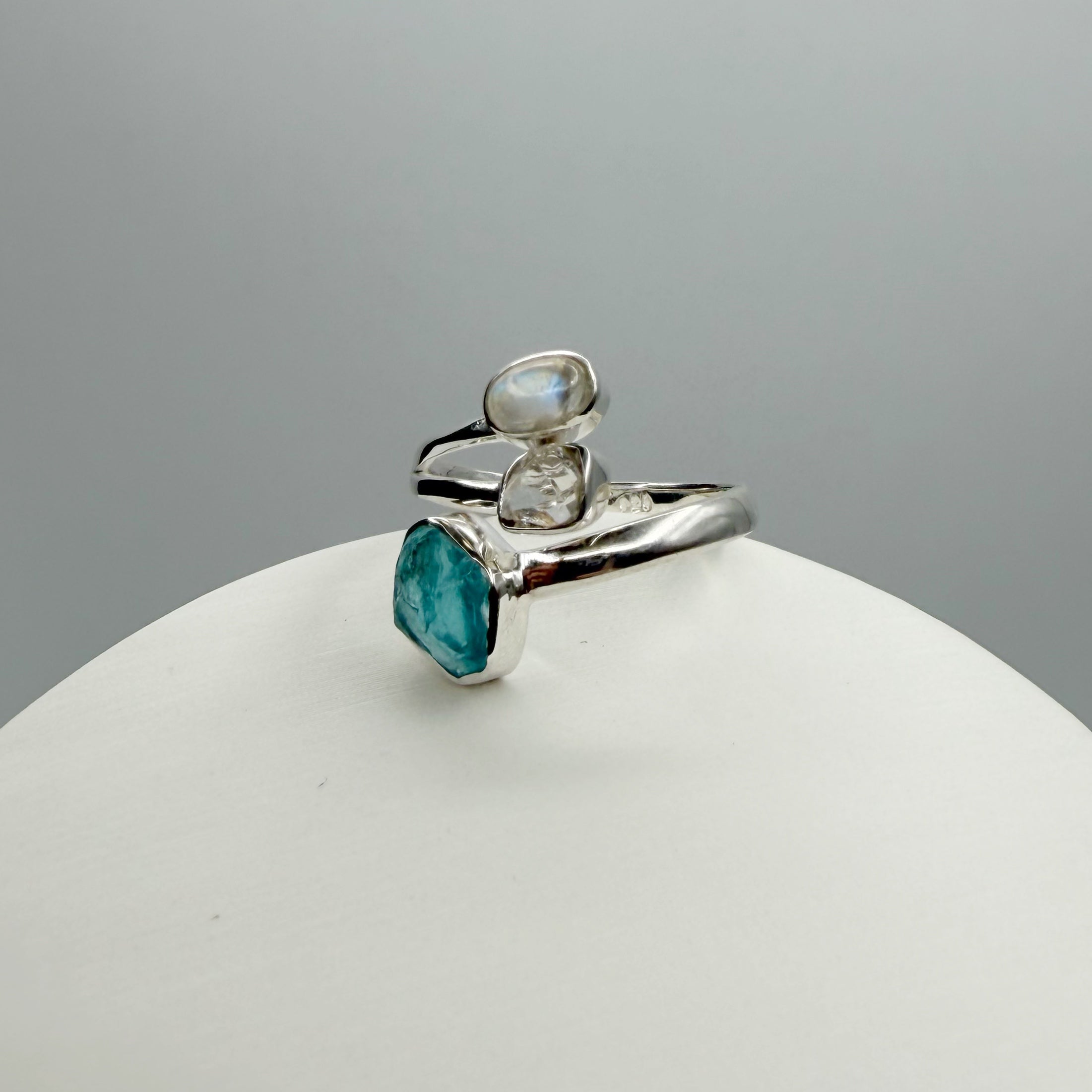 Anello Apatite, Labradorite, Herkimer - Argento 925