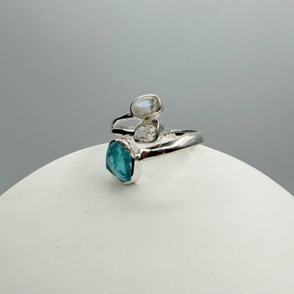 Anello Apatite, Labradorite, Herkimer - Argento 925