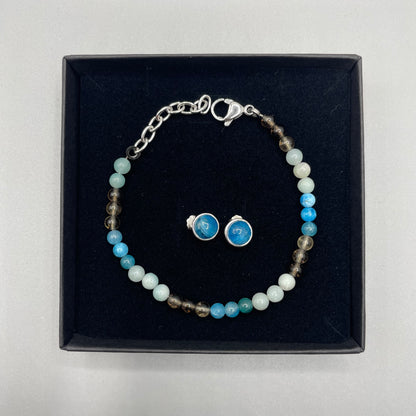Set Fumè, Apatite e Amazzonite - Bracciale e Orecchini
