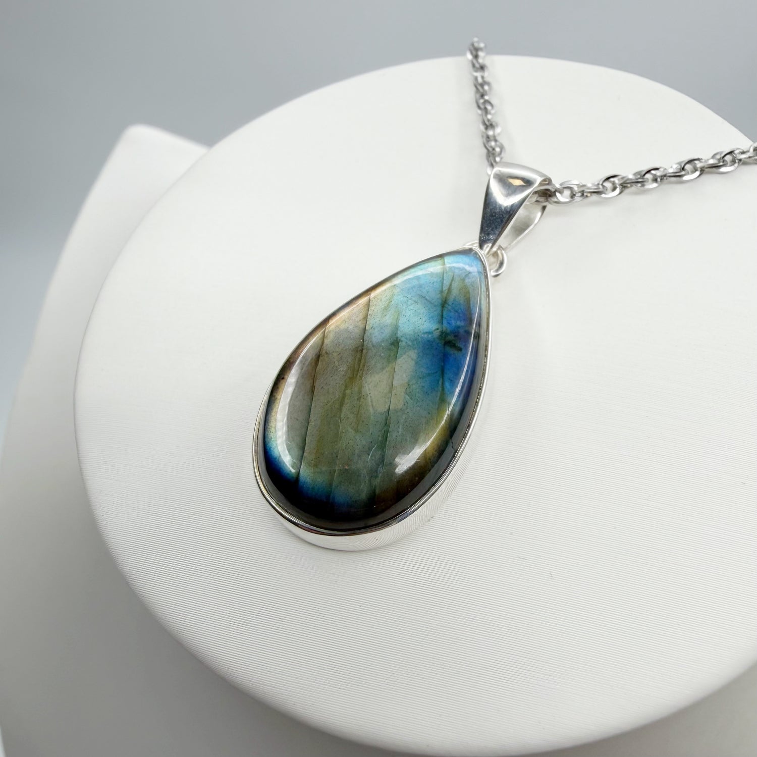 Ciondolo Labradorite Multifuoco - Argento 925 a Goccia