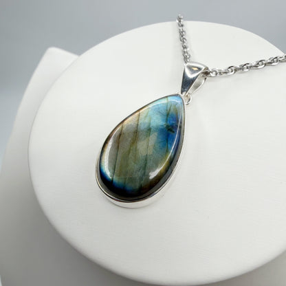 Ciondolo Labradorite Multifuoco - Argento 925 a Goccia