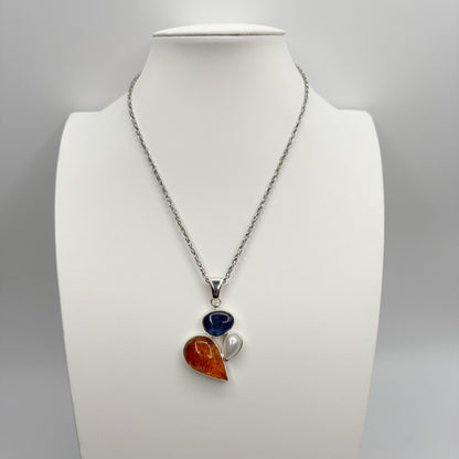 Ciondolo Ambra, Cianite e Madreperla - Argento 925