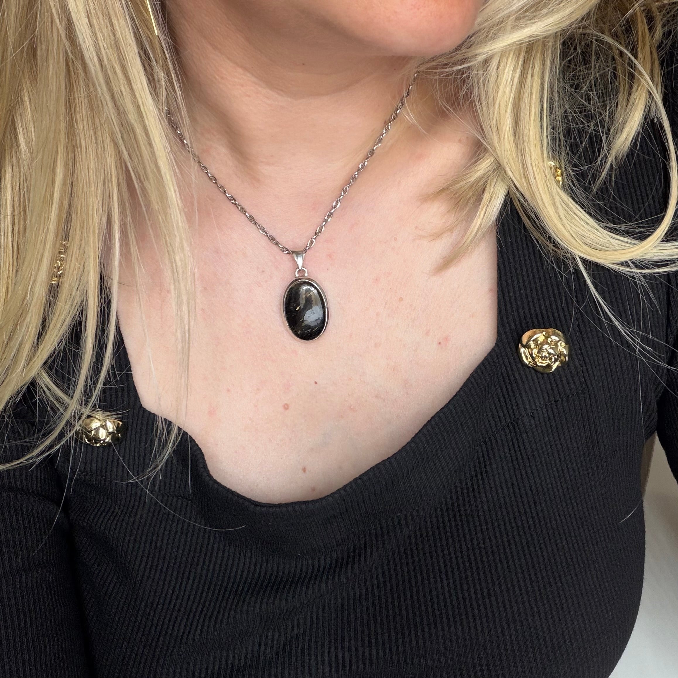 Ciondolo Nuummite Argento 925 - Ovale