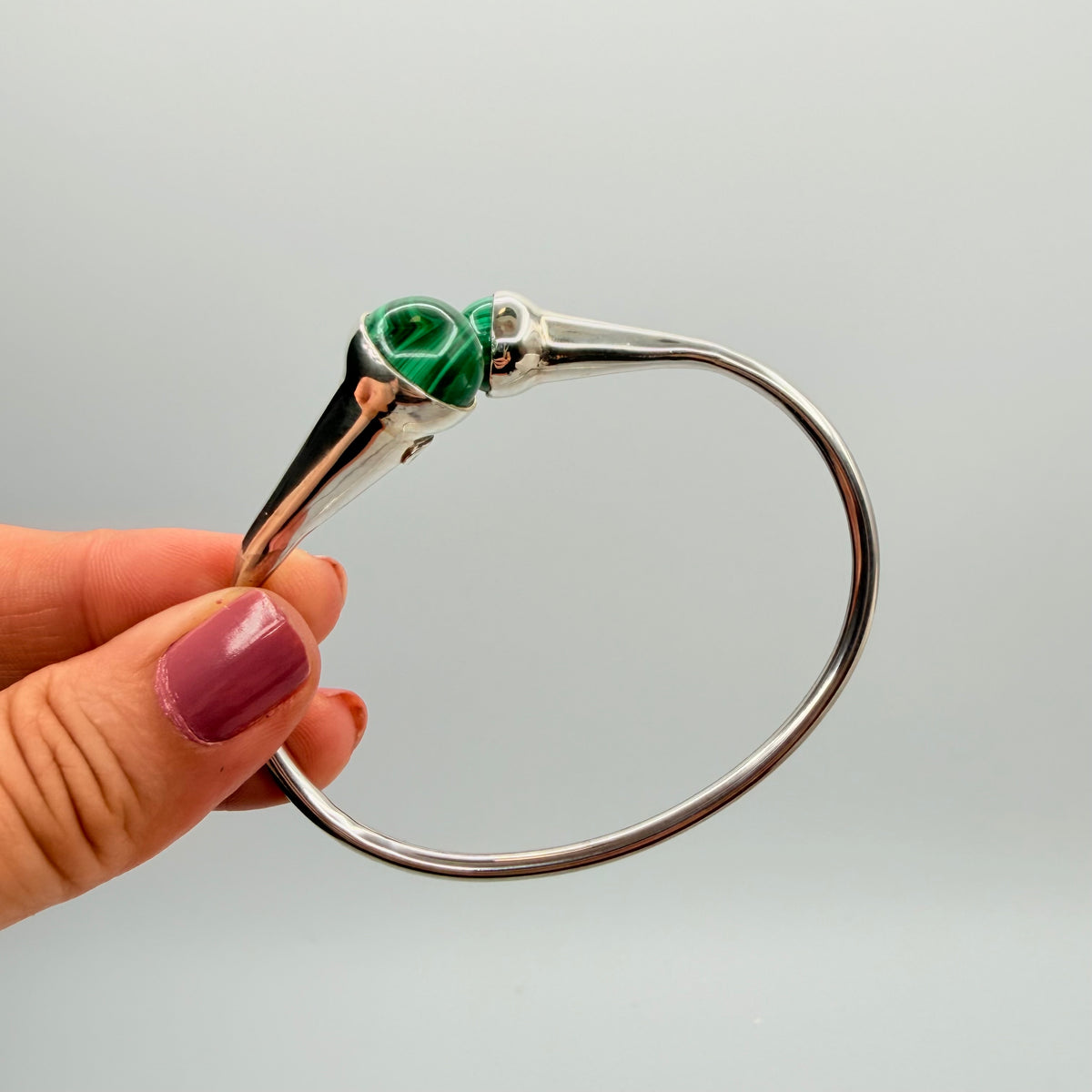 Bracciale Rigido di Malachite e Argento 925