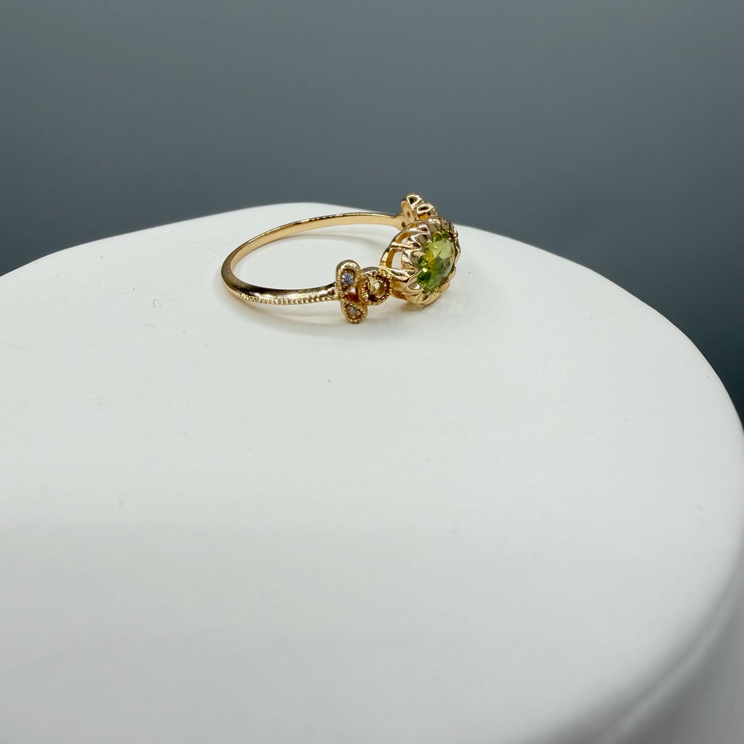 Anello Peridoto e Granato | Argento 925 placcato oro 14k - NON REGOLABILE