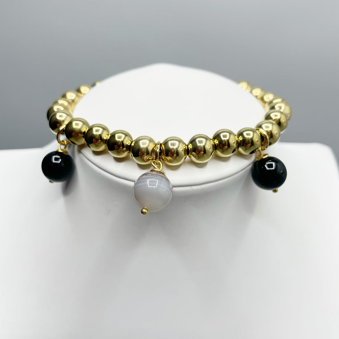 Bracciale Cerchio Protettivo Gold Big - Occhio di Shiva, Ossidiana, Onice