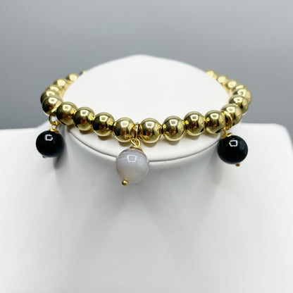 Bracciale Cerchio Protettivo Gold Big - Occhio di Shiva, Ossidiana, Onice