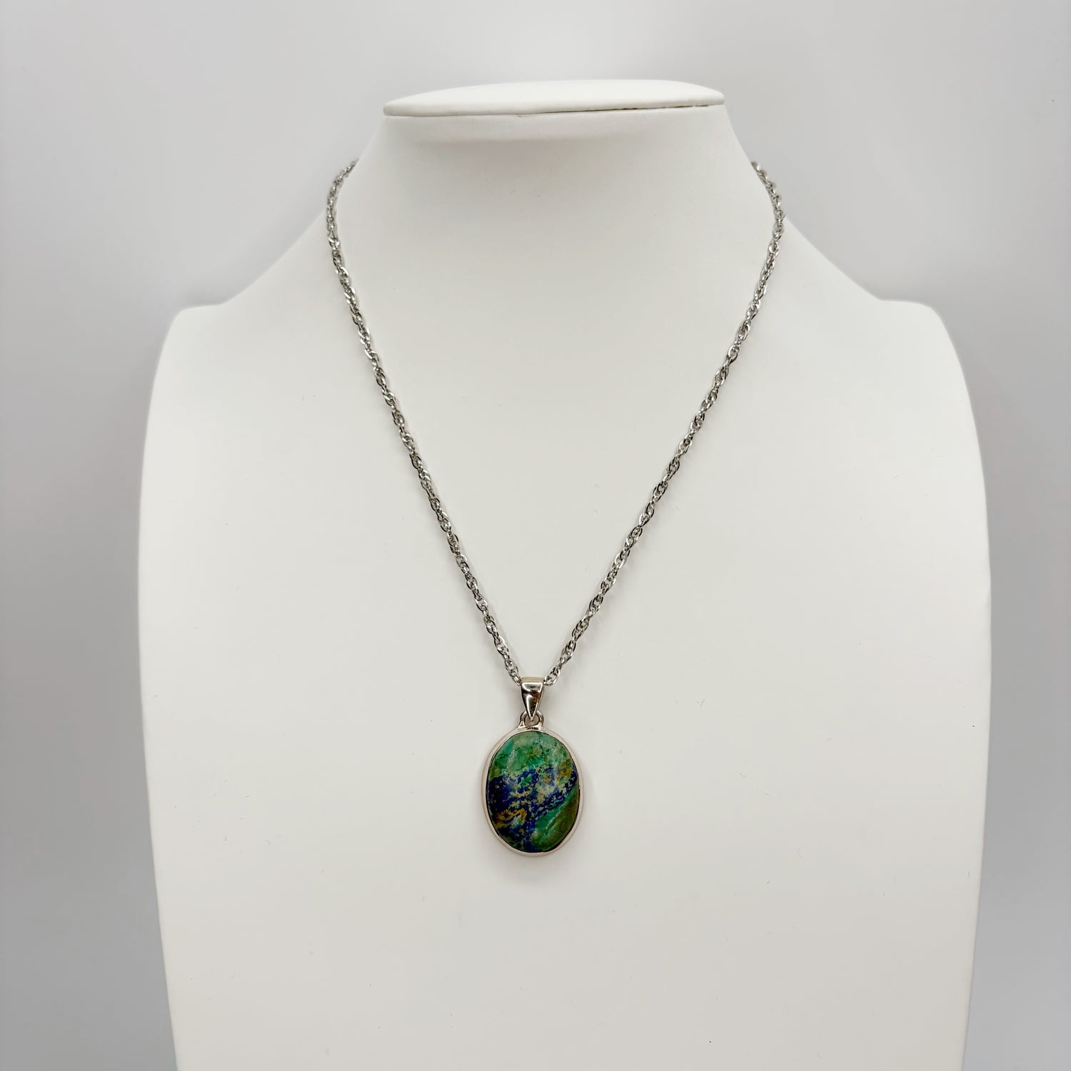 Ciondolo Azzurrite e Argento 925 - Ovale