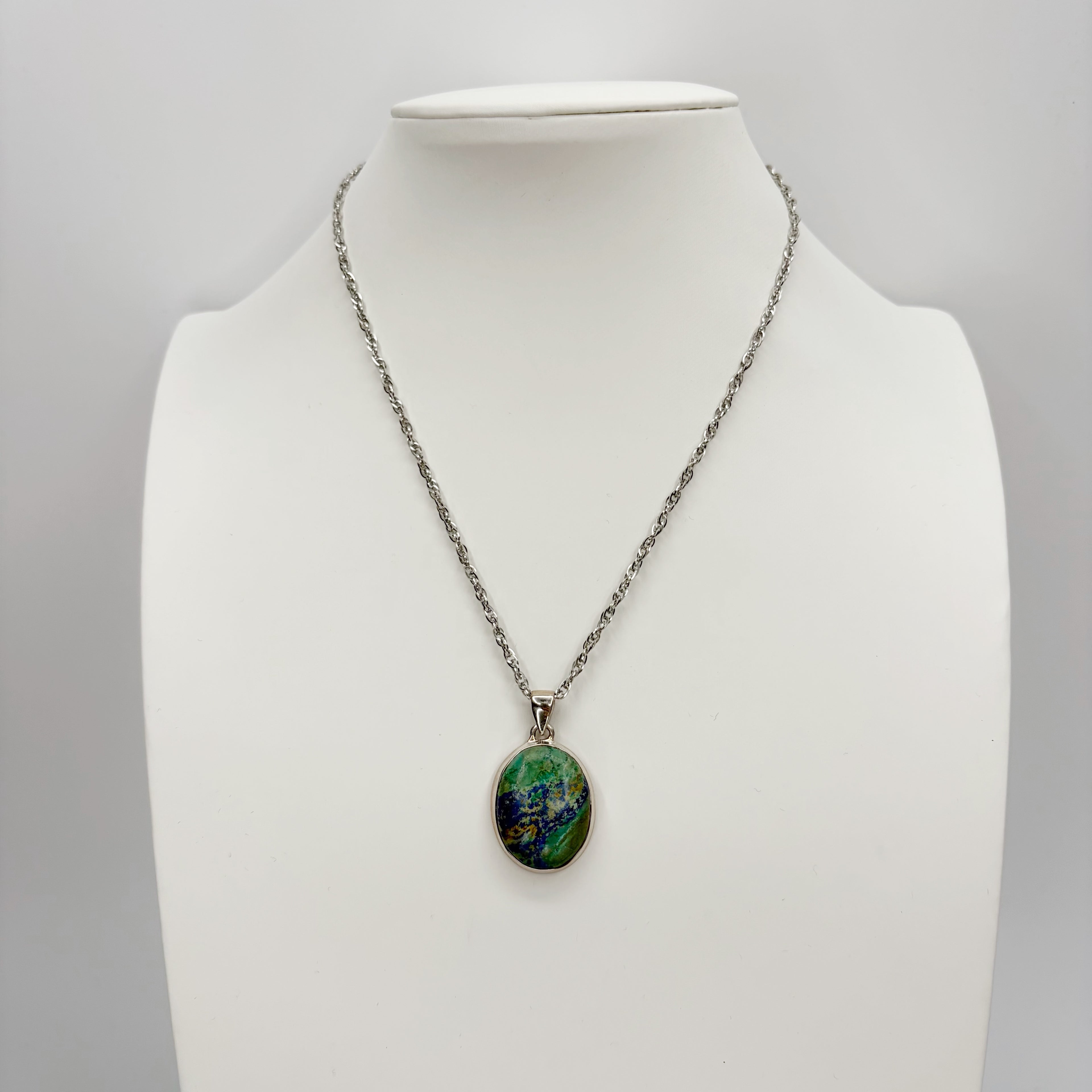 Ciondolo Azzurrite e Argento 925 - Ovale