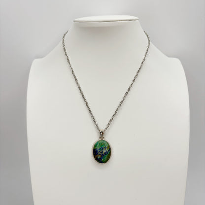 Ciondolo Azzurrite e Argento 925 - Ovale