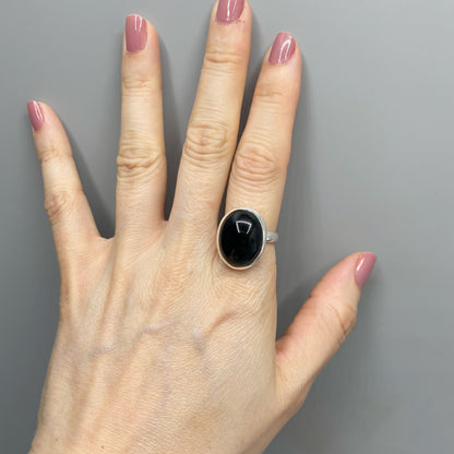 Anello Onice nero e Argento 925