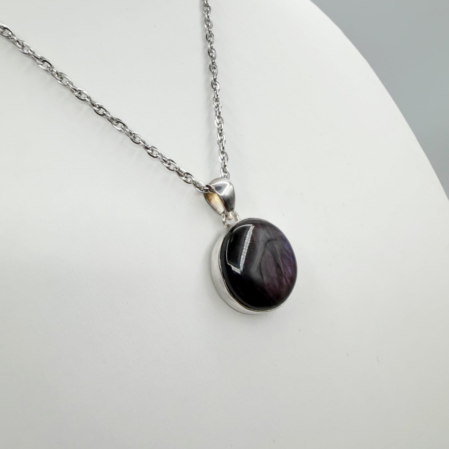 Ciondolo Labradorite Viola - Argento 925 Tondo