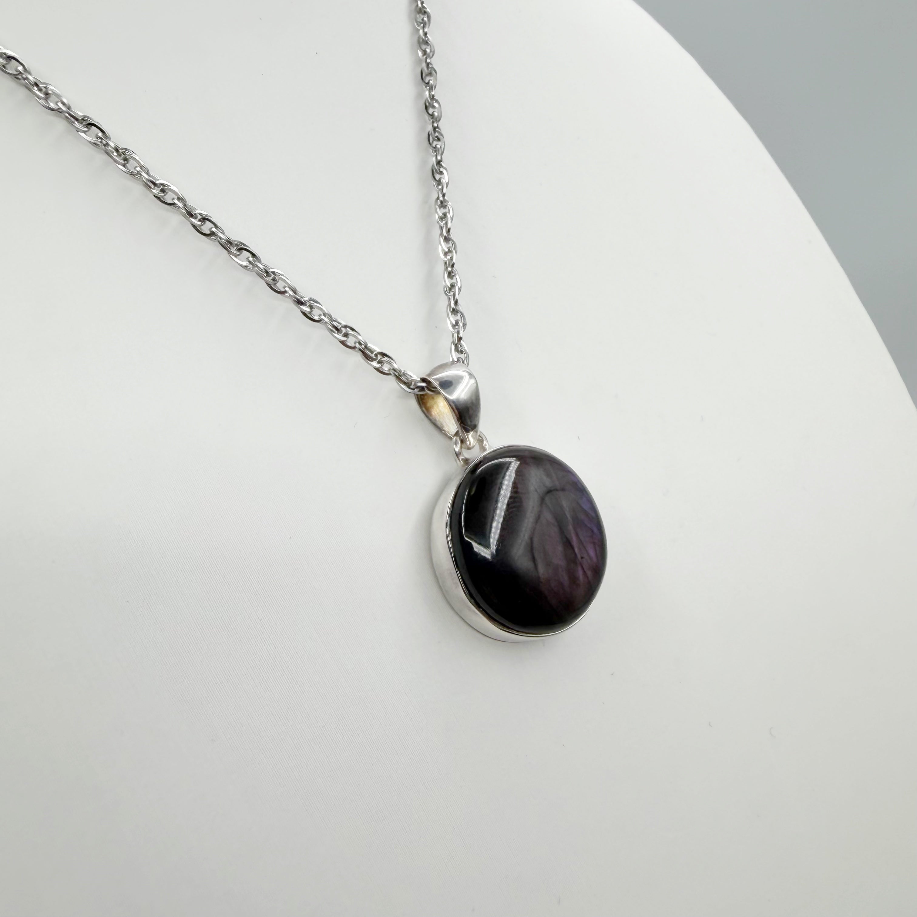 Ciondolo Labradorite Viola - Argento 925 Tondo