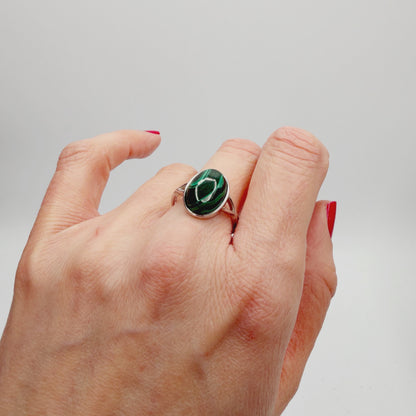 Anello Malachite Ovale - Argento 925