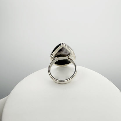 Anello Diaspro Oceano Argento 925 - a  Goccia grande