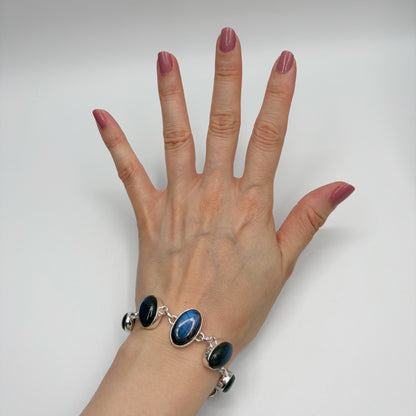 Bracciale Labradorite e Argento 925 - Ovale