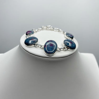 Bracciale Rubino in Cianite - Argento 925 - Ovale