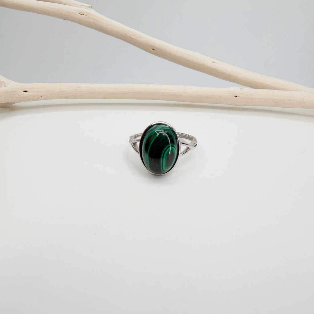 Anello Malachite Ovale - Argento 925