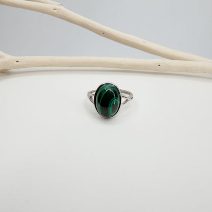 Anello Malachite Ovale - Argento 925
