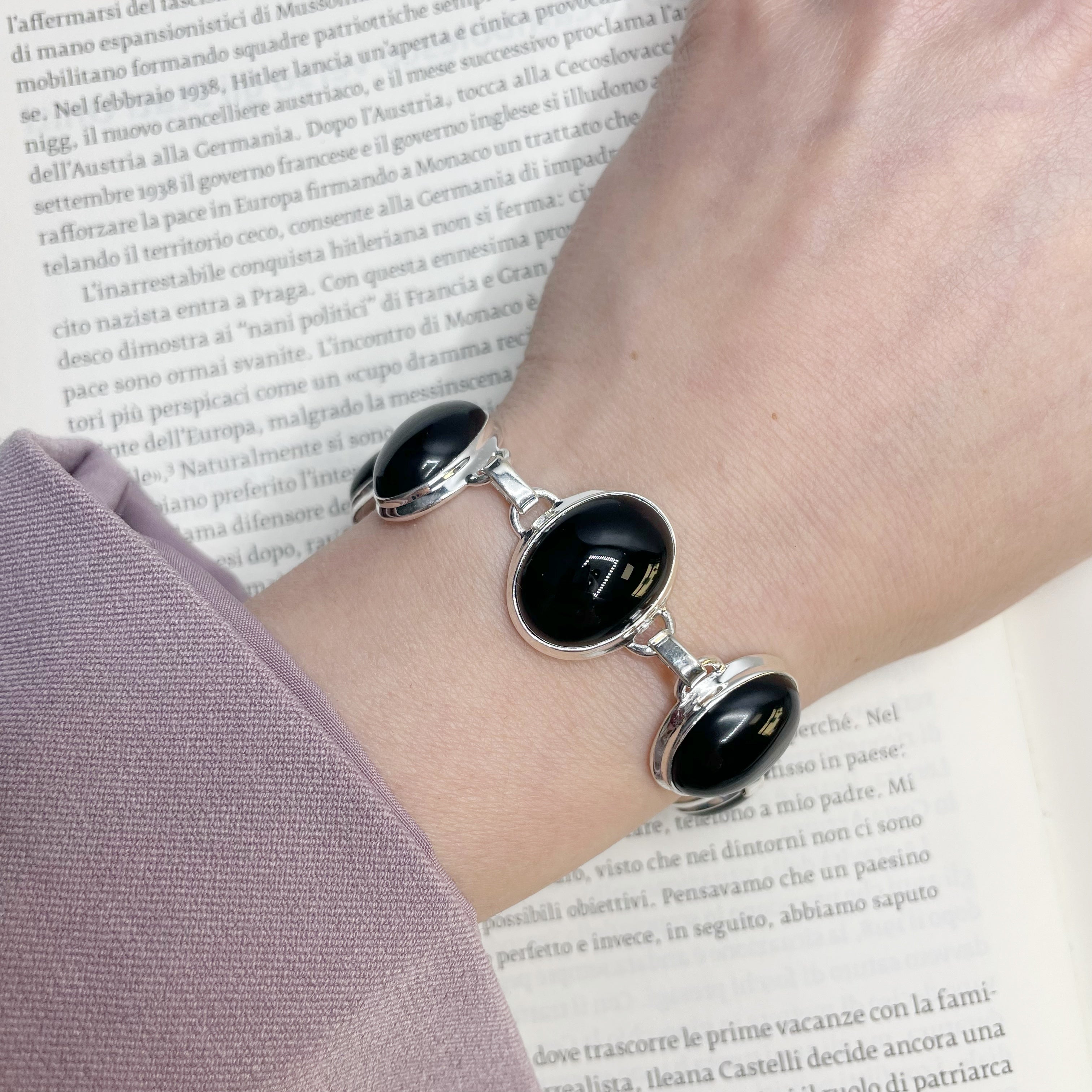 Bracciale Onice Ovale - Argento 925