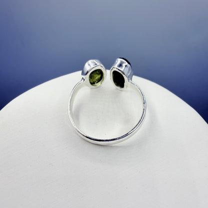 Anello Moldavite Double - Argento 925