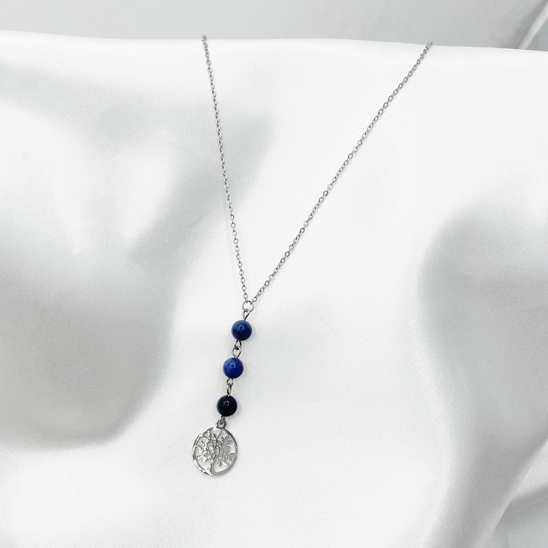 Collana Sodalite Albero della Vita - Acciaio inossidabile