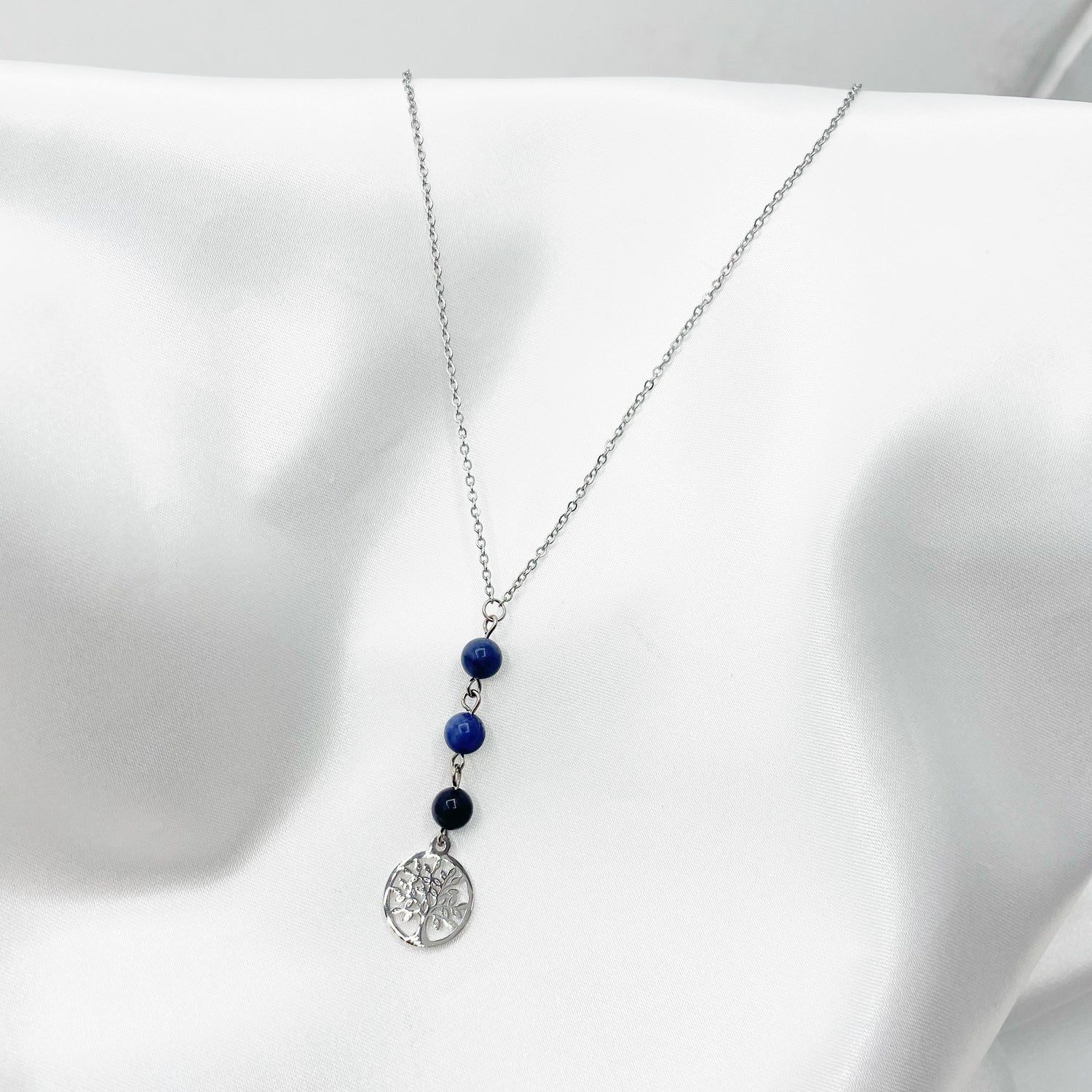 Collana Sodalite Albero della Vita - Acciaio inossidabile