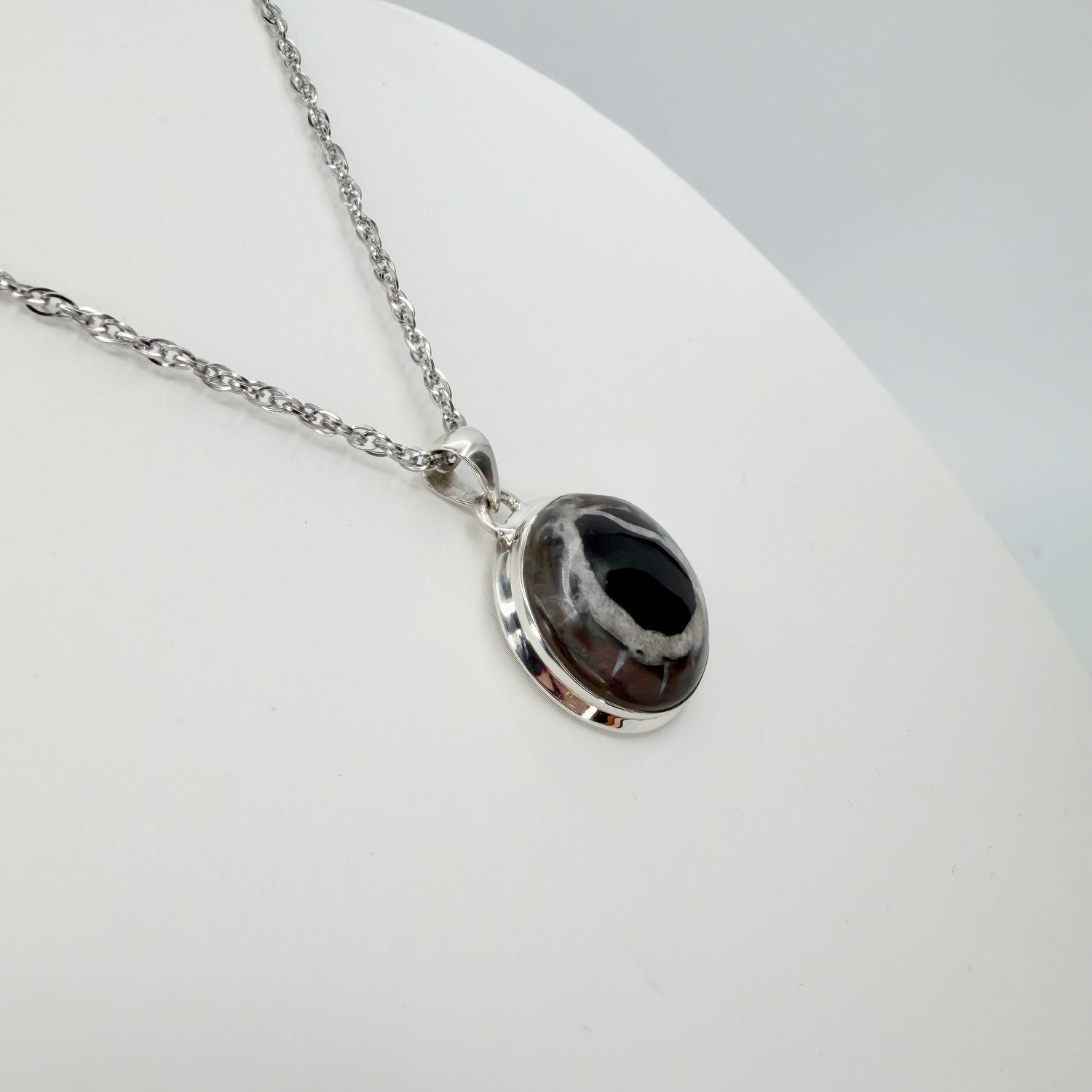 Ciondolo Septaria Nera Argento 925 - tondo