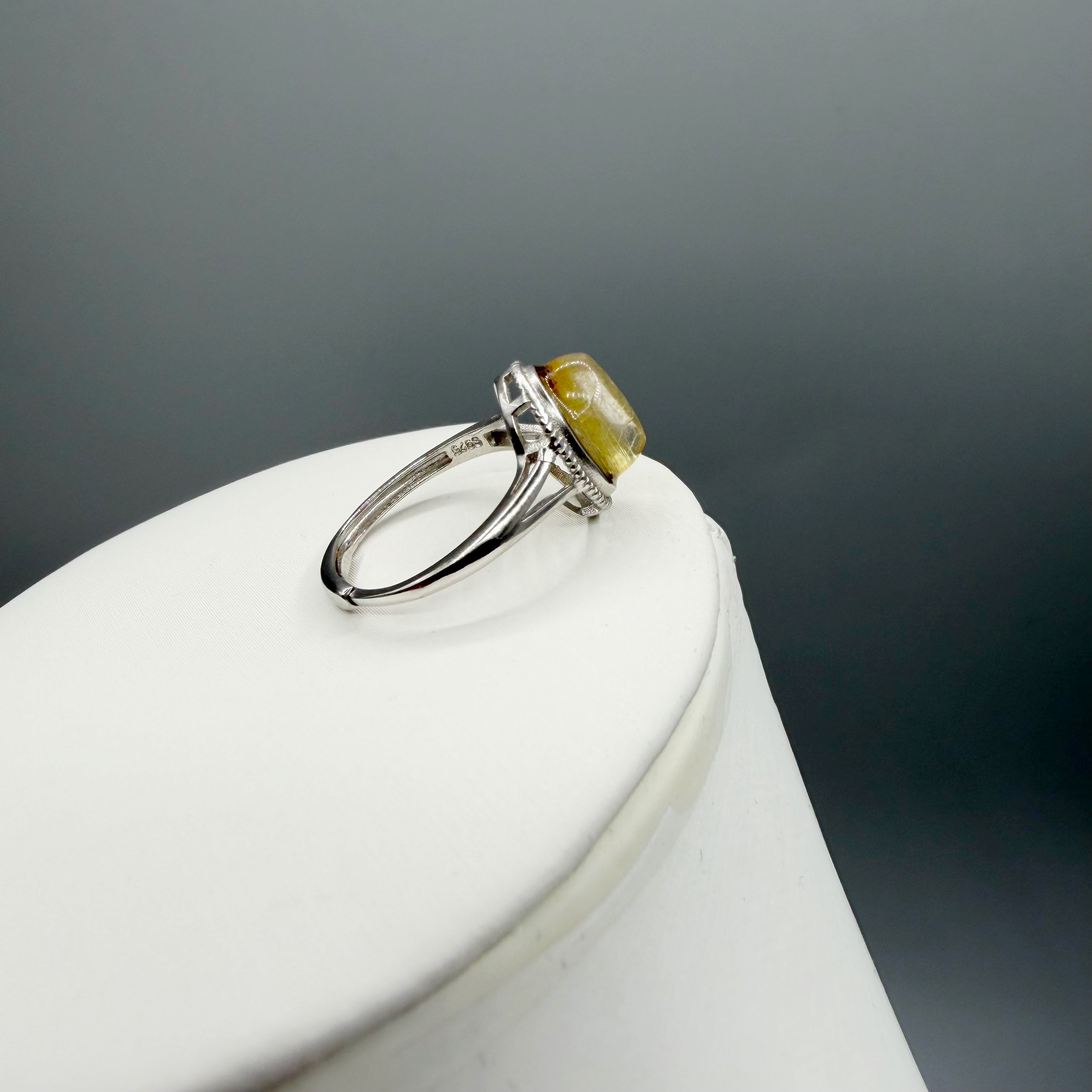 Anello Quarzo Rutilato Dorato - Argento 925